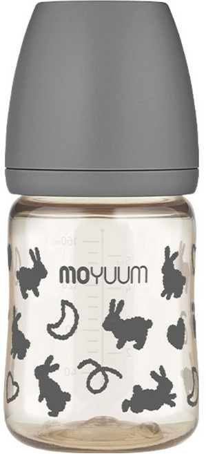 MOYUUM 韓國 PPSU寬口奶瓶 0個月以上, 剪影兔 透明, 170ml, 1個
