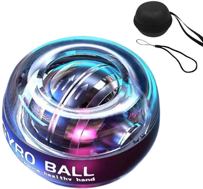 해강코퍼레이션 LED 자이로볼 + 스트랩 + 파우치 세트, 블랙, 1세트