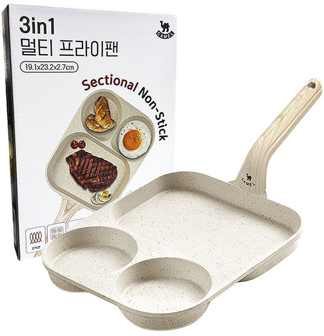영수산업카멜 3구 멀티 프라이팬, 23.2cm, 1개