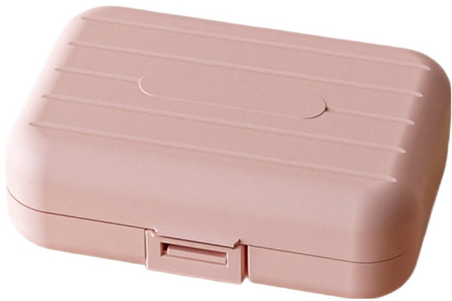 스테디얼 심플 휴대용 일주일 알약 통 케이스 핑크 대형, 1개