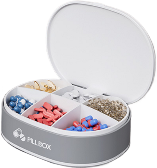 스테디얼 심플 휴대용 6칸 알약 케이스 화이트, 1개