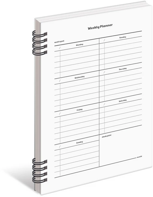 뮤니드 스프링 하드커버 좌철 위클리 플래너, 화이트, 1개 - 쿠팡