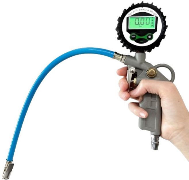 콜리의잡화점 휴대용 디지털 타이어 게이지 공기압 측정기 공기주입기, 1개, 혼합색상