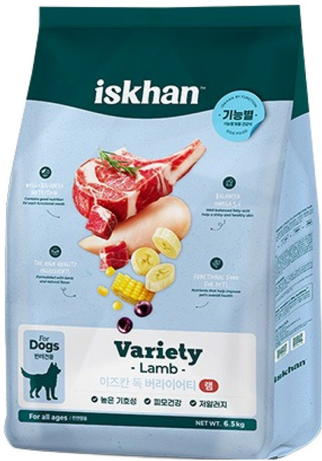 이즈칸 강아지 버라이어티 사료, 피부/피모, 6.5kg, 1개