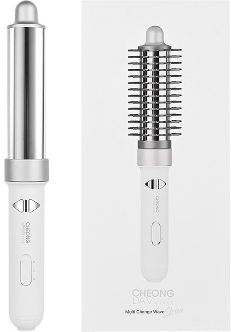 청담스타일 멀티 체인지 웨이브 아이롱, 실버화이트, wb-ro36-wh