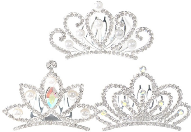 프린세스 미니 티아라 3종 세트, 화이트, 1세트