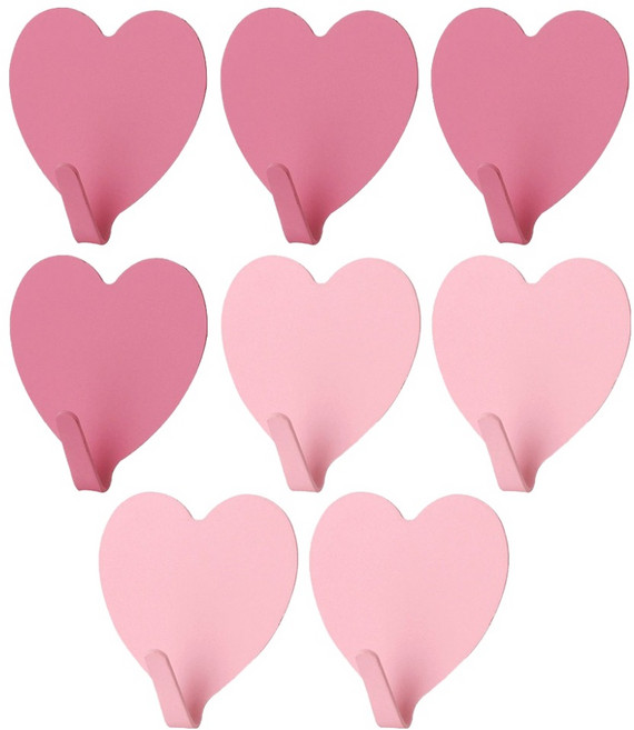 모나코올리브 무타공 하트 후크 2종 세트, 연핑크, 진핑크, 4세트