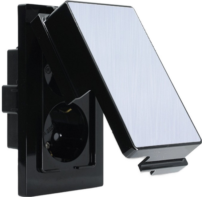 챠밍 2구 세로형 매입 방우 콘센트 블랙, 1개