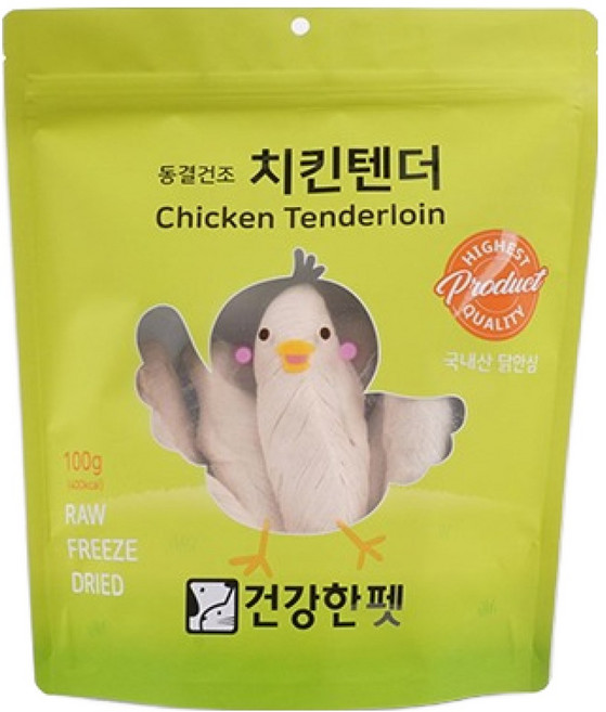 건강한펫 반려동물 치킨텐더 동결 건조 간식, 닭안심, 100g, 1개