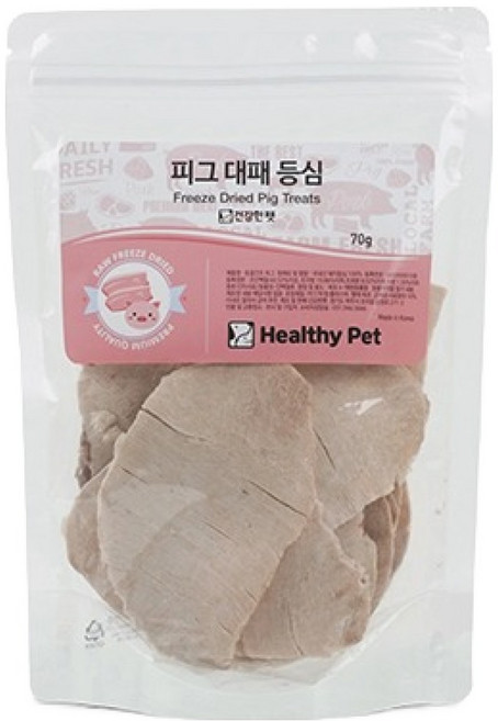 건강한펫 강아지 동결 건조 간식 피그 대패 등심, 돼지, 1개, 70g