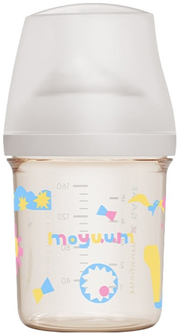 MOYUUM Mov.aa PPSU圓口偏心奶瓶 1m+ WeSee聯名款, 幾何馬戲團 透明, 160ml, 1個
