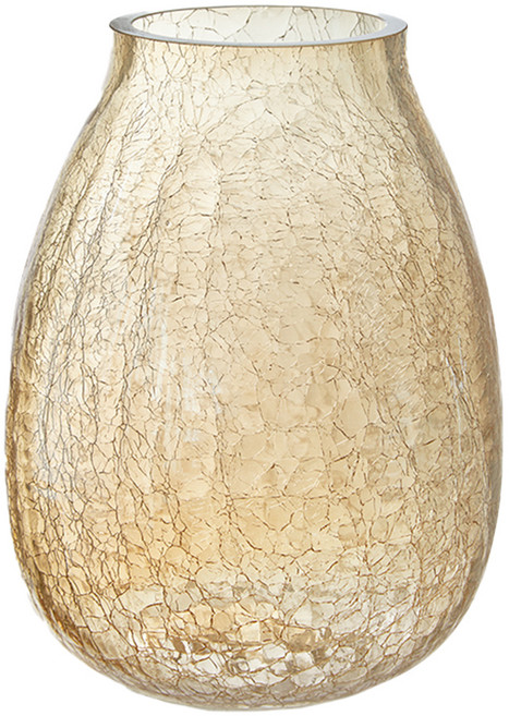 好物良品 家居輕奢透明冰裂玻璃花瓶, 矮款 琥珀色