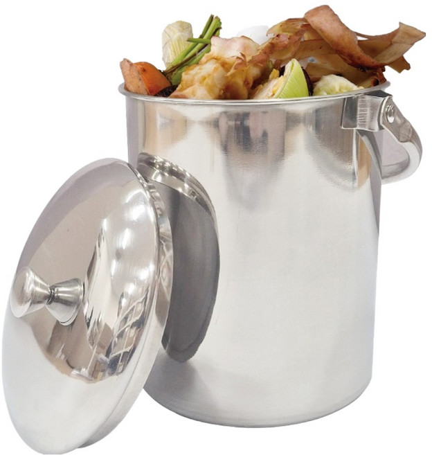 hillo 이지 304 스텐 손잡이 음식물 쓰레기통 2L, 실버, 1개