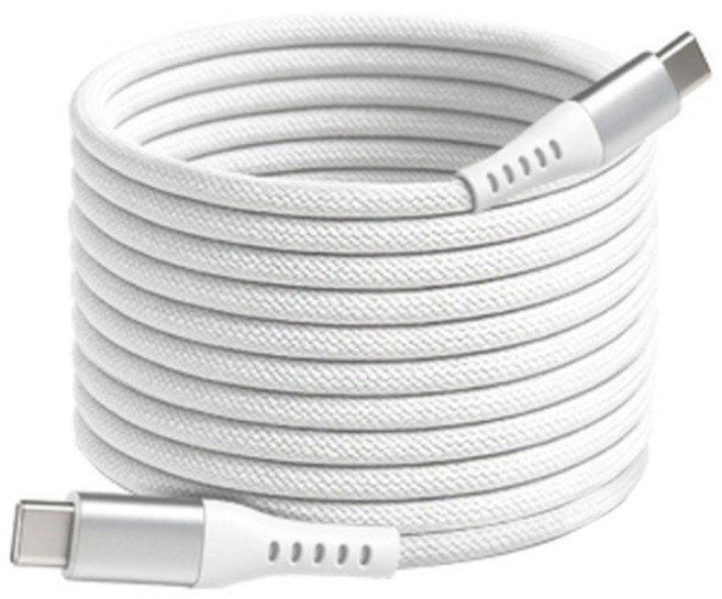 코시 마그네틱 자석형 꼬임방지 고속충전 패브릭 100W C-C타입 충전 케이블, 화이트, 1개, 2m