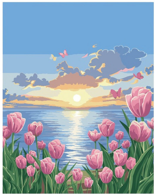 타미나요 세련된 DIY 그림그리기 30 x 40 cm, 선셋 튤립, 1개