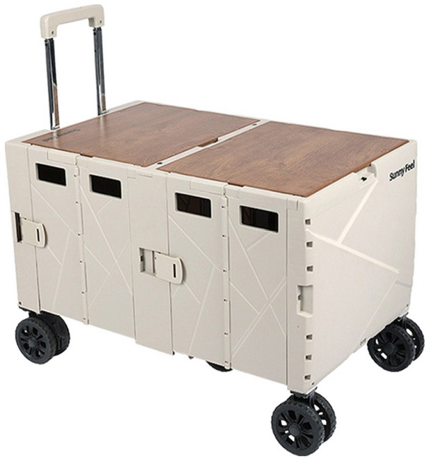 葉子小舖 摺疊露營拉箱車, 1台, 米灰色