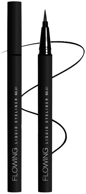 Solone 台灣公司貨 持久流暢眼線液筆EX 0.55ml, 01 迷霧黑, 1支