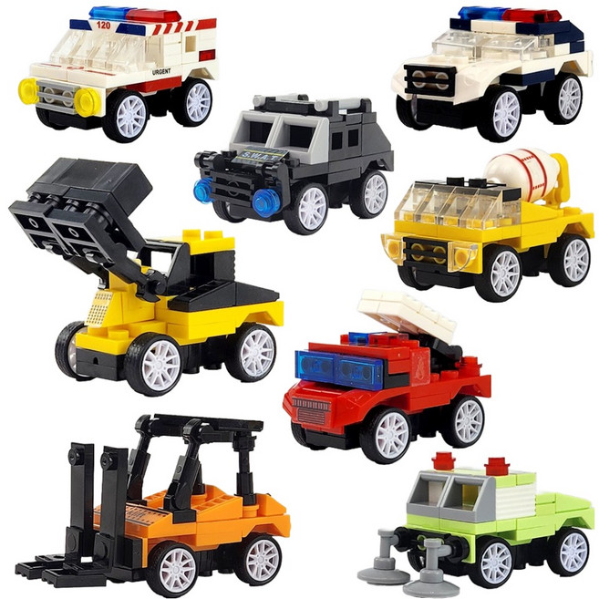 예샘 풀백스피드랙 블록 미니카 8종 세트, 혼합색상, 1세트