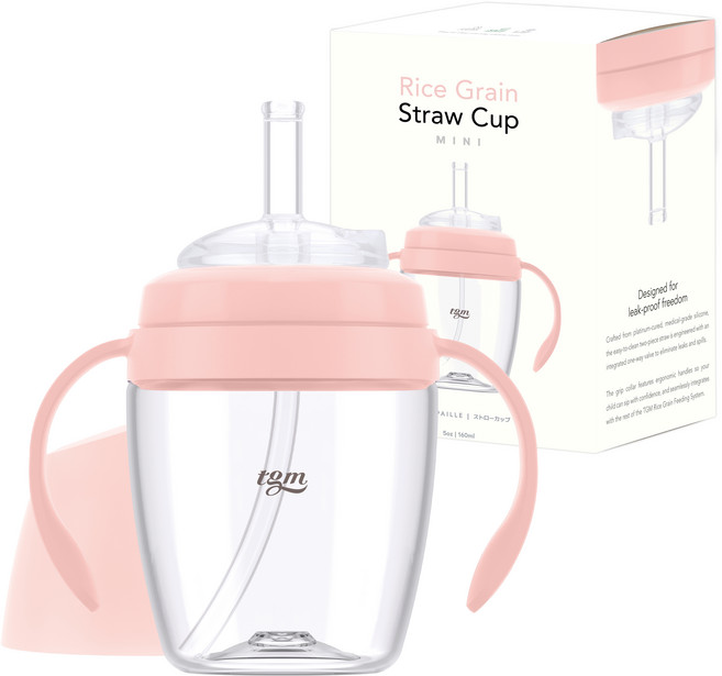 티지엠 유아용 쌀알 트라이탄 빨대컵 mini, 160ml, 1개, 코랄핑크