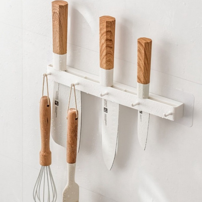 구디파이 무타공 벽걸이 주방 칼꽂이 다용도 후크 고리, 화이트, 1개