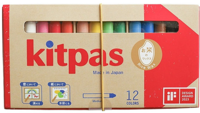 kitpas 兒童環保無毒浴室水彩米蠟筆 日本製 可水洗 浴室塗鴉, 1盒, 12色