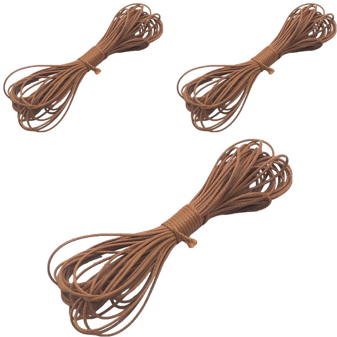 코히모 PU가죽 왁스 팔찌 목걸이 DIY 공예 끈 10m x 1mm 5W0427, 3개, 브라운