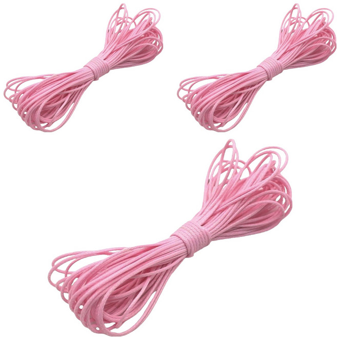 코히모 PU가죽 왁스 팔찌 목걸이 DIY 공예 끈 10m x 1mm 5W0427, 3개, 핑크