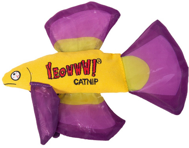 YEOWWW CATNIP 瘋狂貓 鬥魚 紫色 貓薄荷填充玩具, 1個