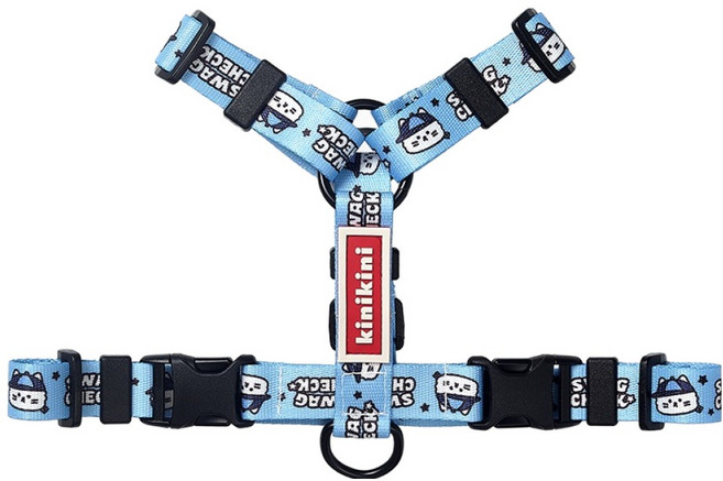 키니키니 강아지 스웨그 치치 하네스 H형, S, 블루, 1개