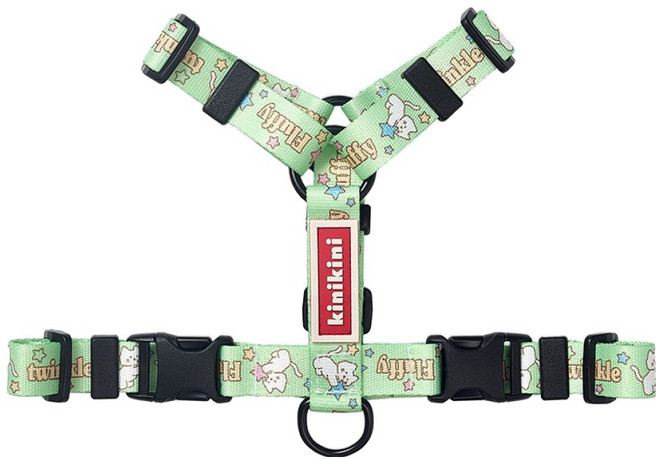 키니키니 강아지 트윙클 치치 H형 하네스, 그린, 1개