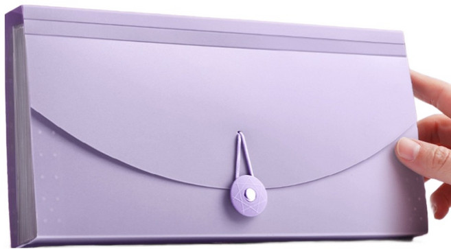 오피스코어 영수증 통장 정리 13포켓 아코디언 파일 슬림 타입 + 인덱스스티커 세트, 라벤더, 1세트