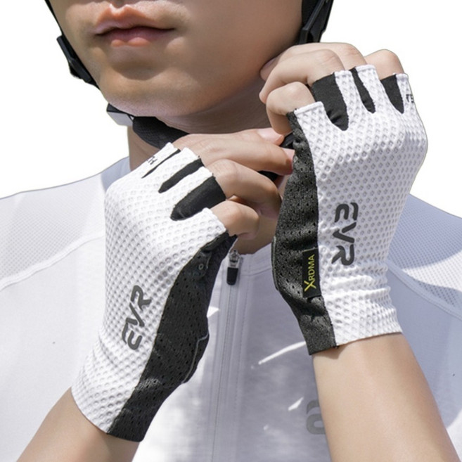 EVR 자전거 스포츠 반장갑 양쪽착용 세트 LX005, 화이트, 1세트
