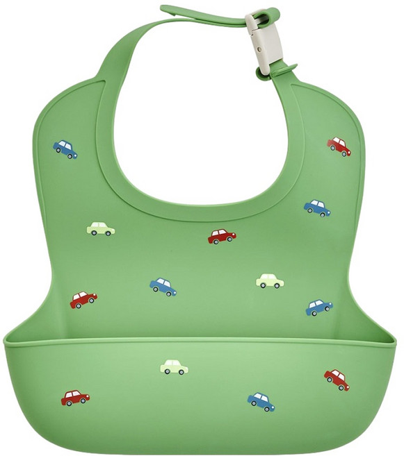 퍼기 유아용 방수 버클형 실리콘 이유식 턱받이, 올리브그린, 1개입, 1개