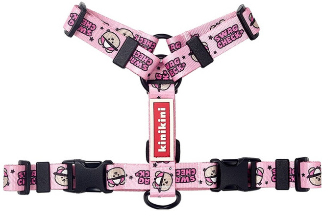 키니키니 강아지 스웨그 코비 하네스 H형, 핑크, 1개