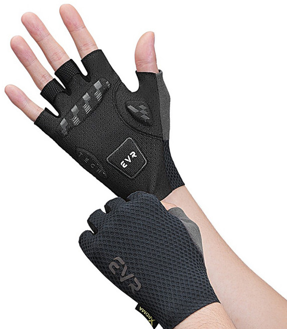 EVR 스포츠 자전거 반장갑 양손착용 세트 LX005, 블랙, 1세트