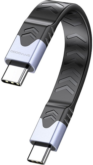 BARABOGO Type-C to Type-C USB5 超薄超高速PD充電數據線 相容Thunderbolt 5 / 4 / 3 80Gbps 16K 240W, 1個, 藍灰色, 13cm