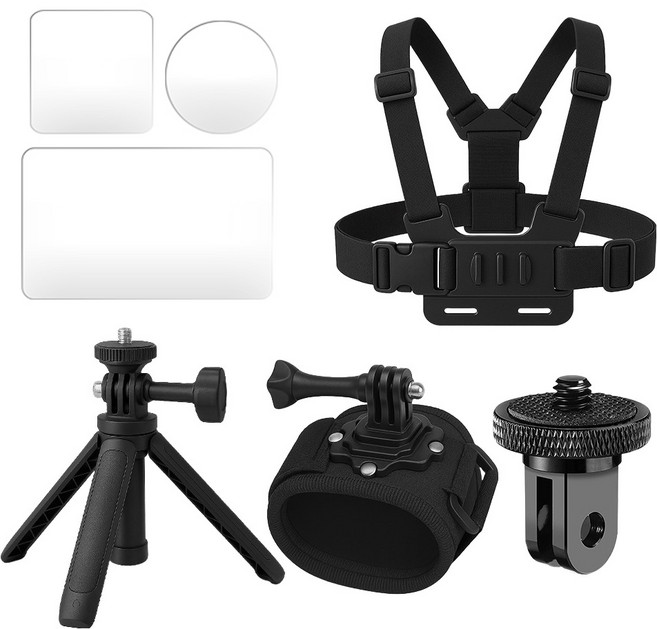 스페이스쉴드 DJI 오즈모 액션 5 프로 호환 액션캠 셀프 촬영 브이로그 마운트 삼각대 악세서리 5종 세트, 1세트