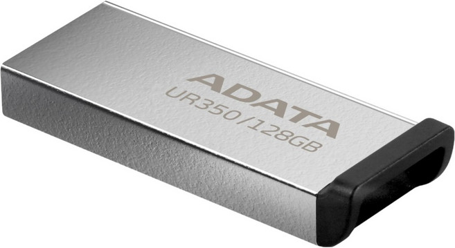 ADATA 威剛 UR350 隨身碟 128GB USB3.2 銀黑色 金屬質感 高速傳輸 輕巧便攜, 1個