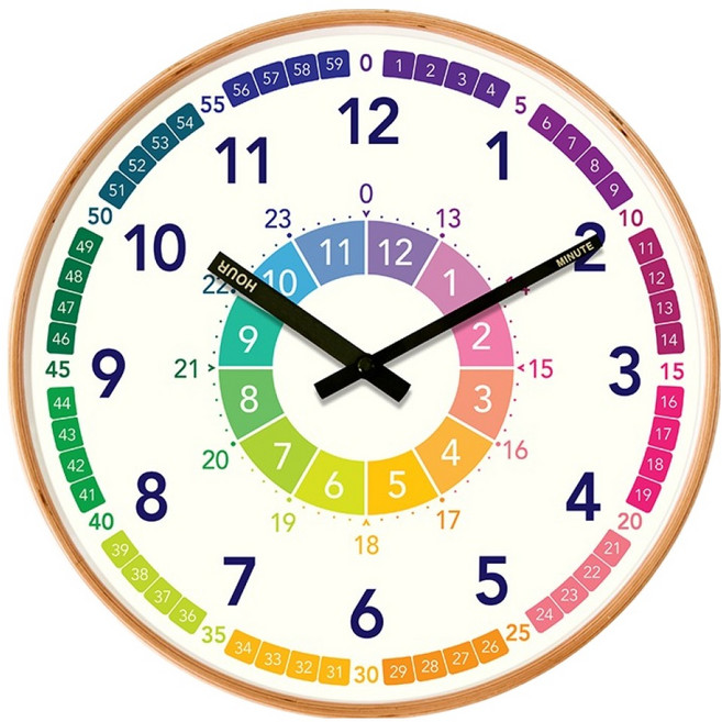 우드로하우스 저소음 교육용 벽시계 뉴버전 KARA-3210N, 혼합색상