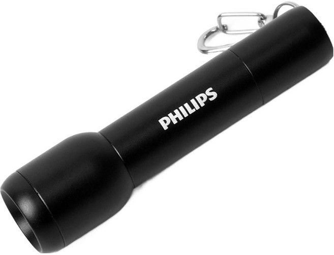 필립스 초소형 LED 플래시 라이트 열쇠고리 SFL2001D, 블랙, 1개