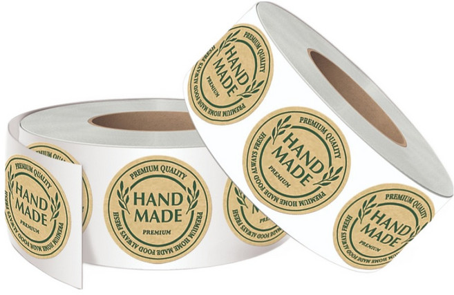 R 99 크라프트 그린 핸드메이드 스티커 롤 원형 35mm 500p, 올리브 그린, 2개