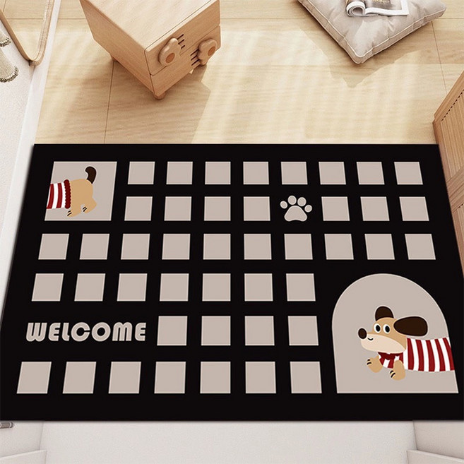 喬木居家 卡通臘腸狗浴室速乾防滑地墊, 小狗02, 1個