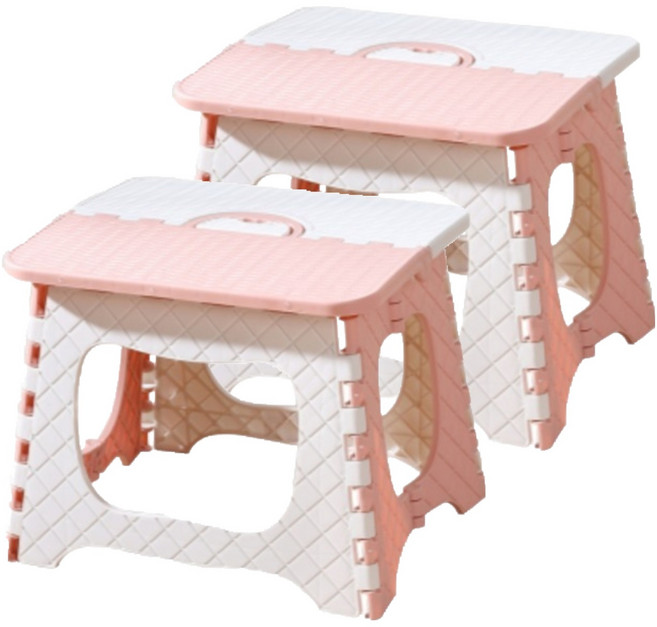 블루밍 휴대용 플라스틱 접이식 의자, 핑크, 2개