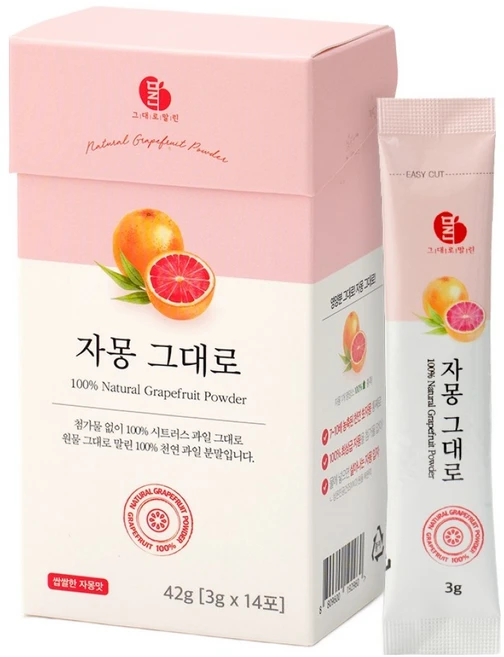 말린 100% 자몽 그대로 분말스틱 14p, 42g, 1개 - 쿠팡
