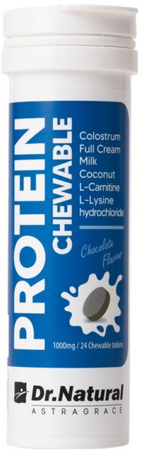 DRNATURAL 휴대용 단백질 츄어블 캔디 초유 L 카르니틴 함유 코코넛 초콜릿맛, 1개, 24g