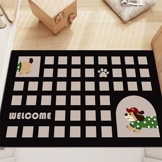 喬木居家 卡通臘腸狗浴室速乾地墊 小狗03 90 x 60cm, 1個