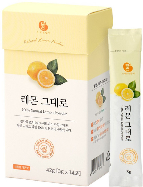 그대로말린 100% 레몬 그대로 분말스틱 14p, 42g, 1개