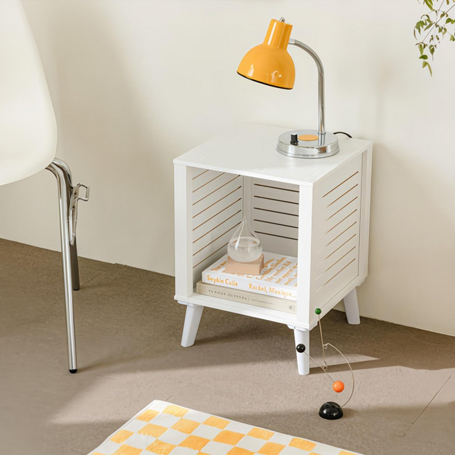 woodray 線條鏤空矮櫃 340 x 340 x 460mm, 1個, 白色