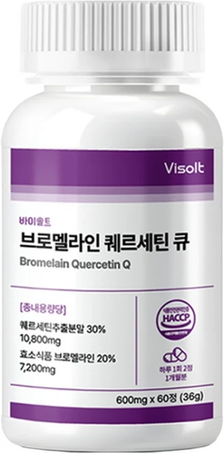 바이솔트 브로멜라인 퀘르세틴 큐, 1개, 60정 - 쿠팡