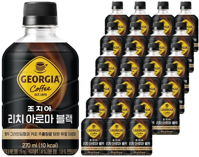 조지아 리치 아로마 블랙 커피, 270ml, 24개 - 쿠팡